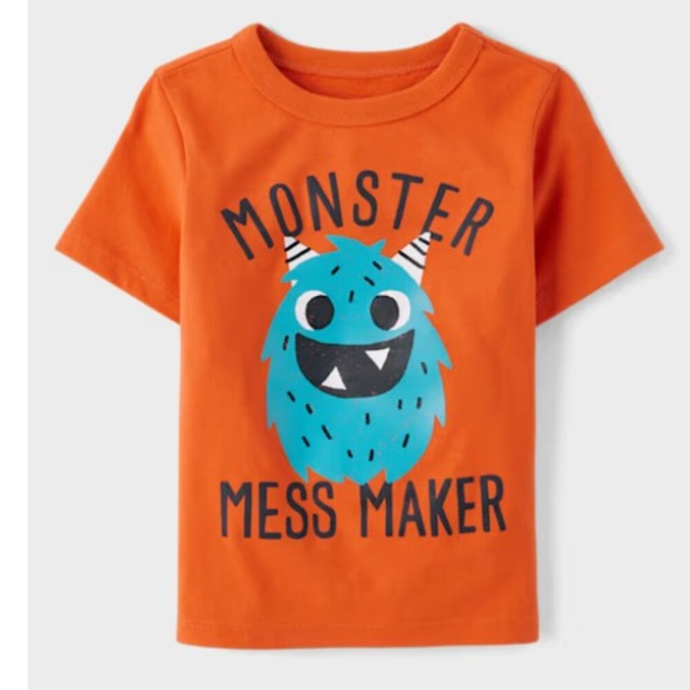 “Monster Mess‎ Maker” Graphic Tee – Orange (Boys 18-24 Mo.) BRAND-NEW!